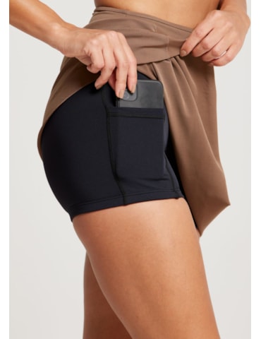 SAIA SHORT ESPORTIVA WELNESS MARROM COM BOLSO