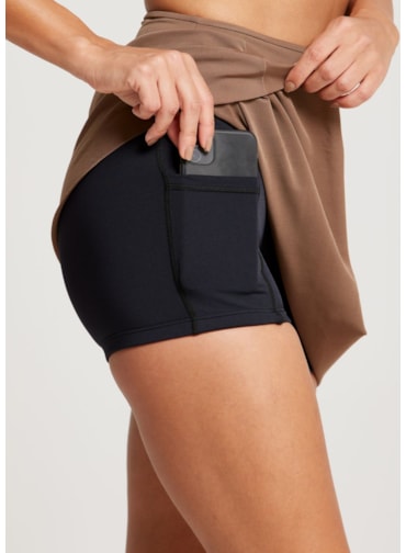 SAIA SHORT ESPORTIVA WELNESS MARROM COM BOLSO