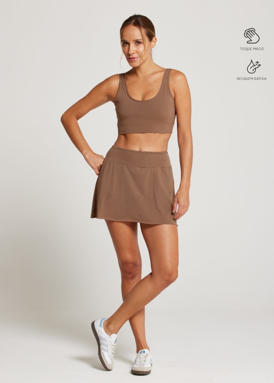 SAIA SHORT ESPORTIVA WELNESS MARROM COM BOLSO