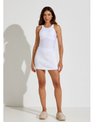 SAIA SHORT PLISSADA DANSE BRANCO COM BOLSO