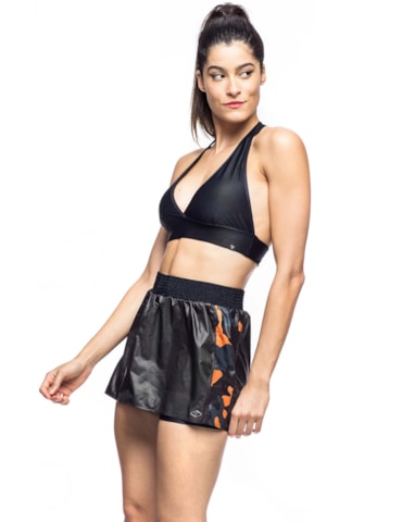SAIA SHORT PRINT PRETO/ESTAMPA CAMUFLADO SAIA SHORT PRINT PRETO/ESTAMPA CAMUFLADO