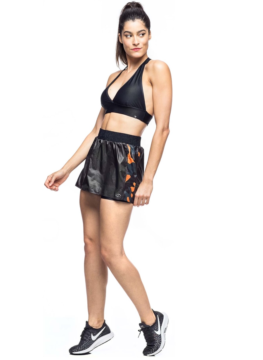 SAIA SHORT PRINT PRETO/ESTAMPA CAMUFLADO