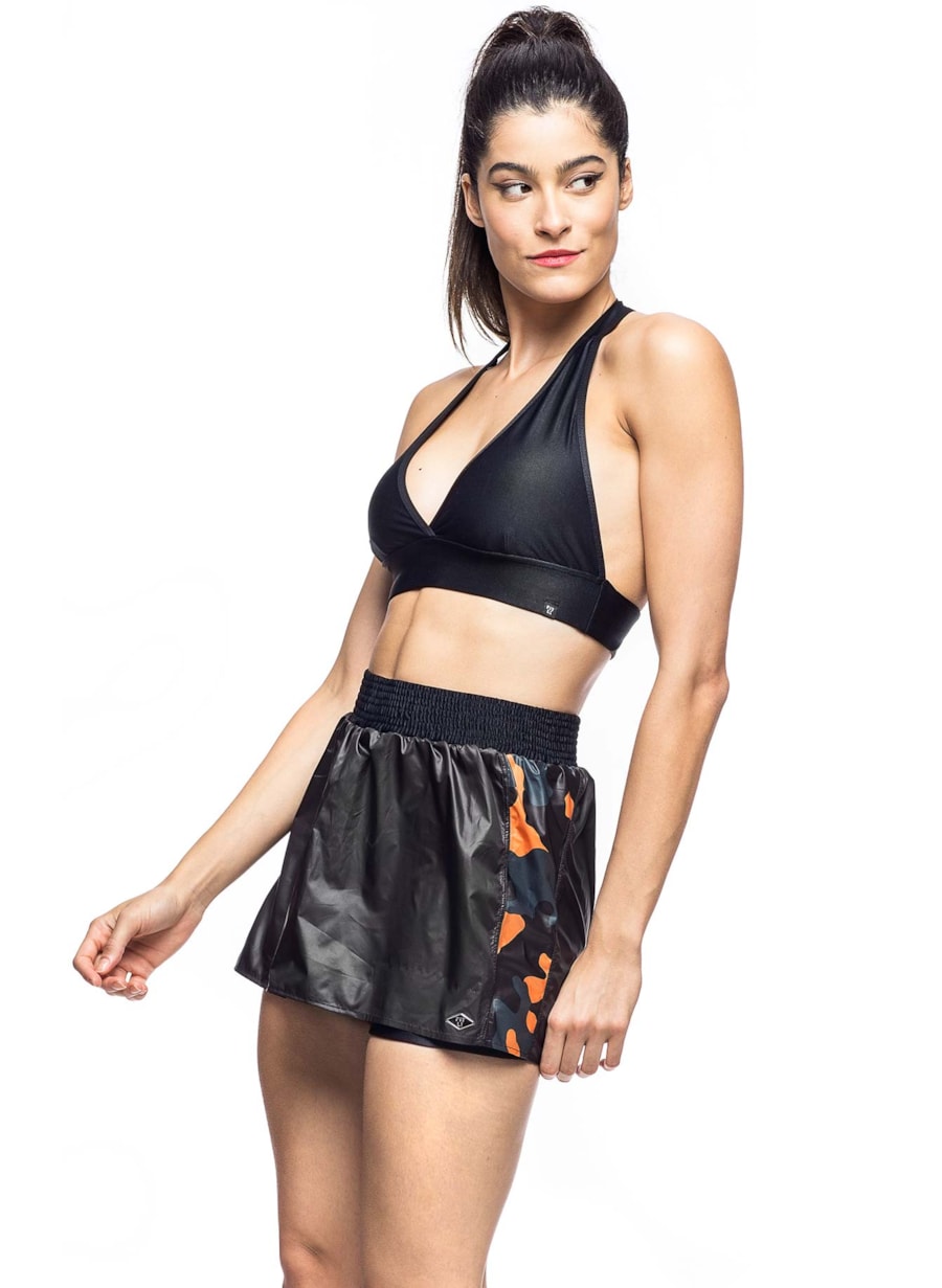 SAIA SHORT PRINT PRETO/ESTAMPA CAMUFLADO