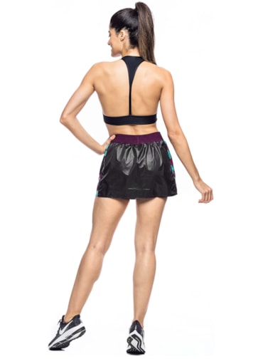 SAIA SHORT PRINT PRETO/ESTAMPA LOSANGO ROXO
