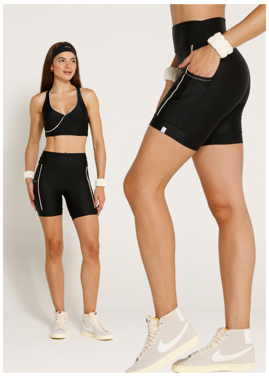 SHORT CLASS TRL PRETO/ OFF WHITE