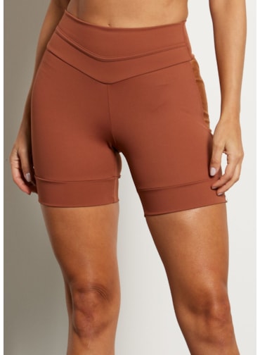 SHORT COM RECORTES MOTION AR MARROM