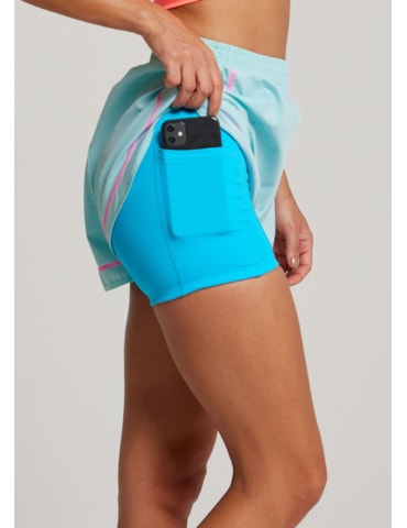 SHORT DE CORRIDA COLORFULL AZUL COM BOLSO