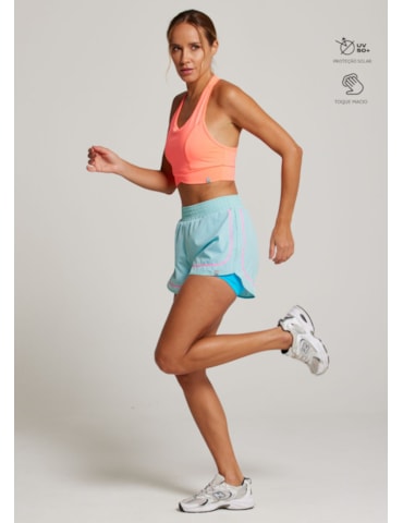 SHORT DE CORRIDA COLORFULL AZUL COM BOLSO