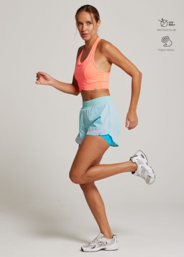 SHORT DE CORRIDA COLORFULL AZUL COM BOLSO