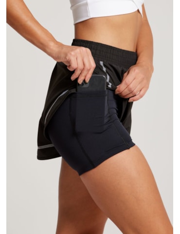 SHORT DE CORRIDA COM BOLSO COLORFULL PRETO