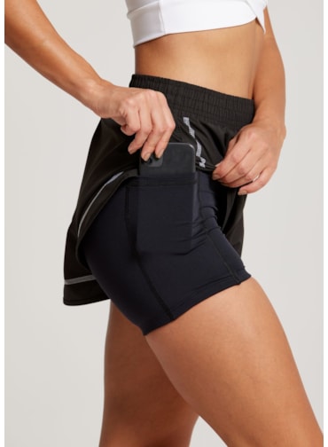 SHORT DE CORRIDA COM BOLSO COLORFULL PRETO