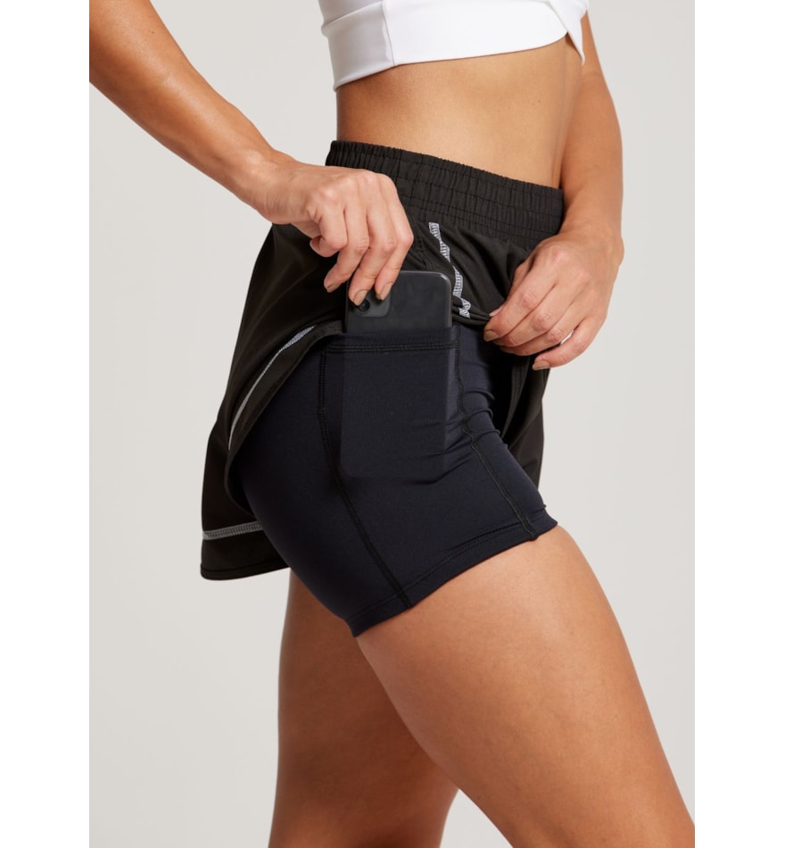 SHORT DE CORRIDA COM BOLSO COLORFULL PRETO