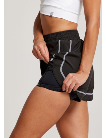 SHORT DE CORRIDA COM BOLSO COLORFULL PRETO