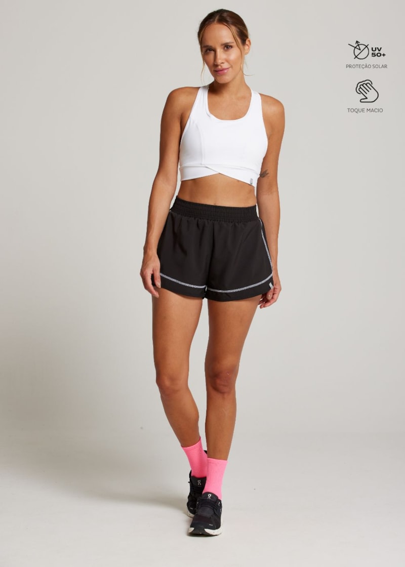 SHORT DE CORRIDA COM BOLSO COLORFULL PRETO