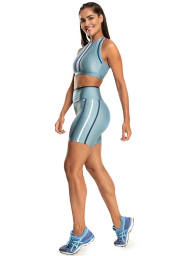 SHORT GLOSS AZUL ANTIGO