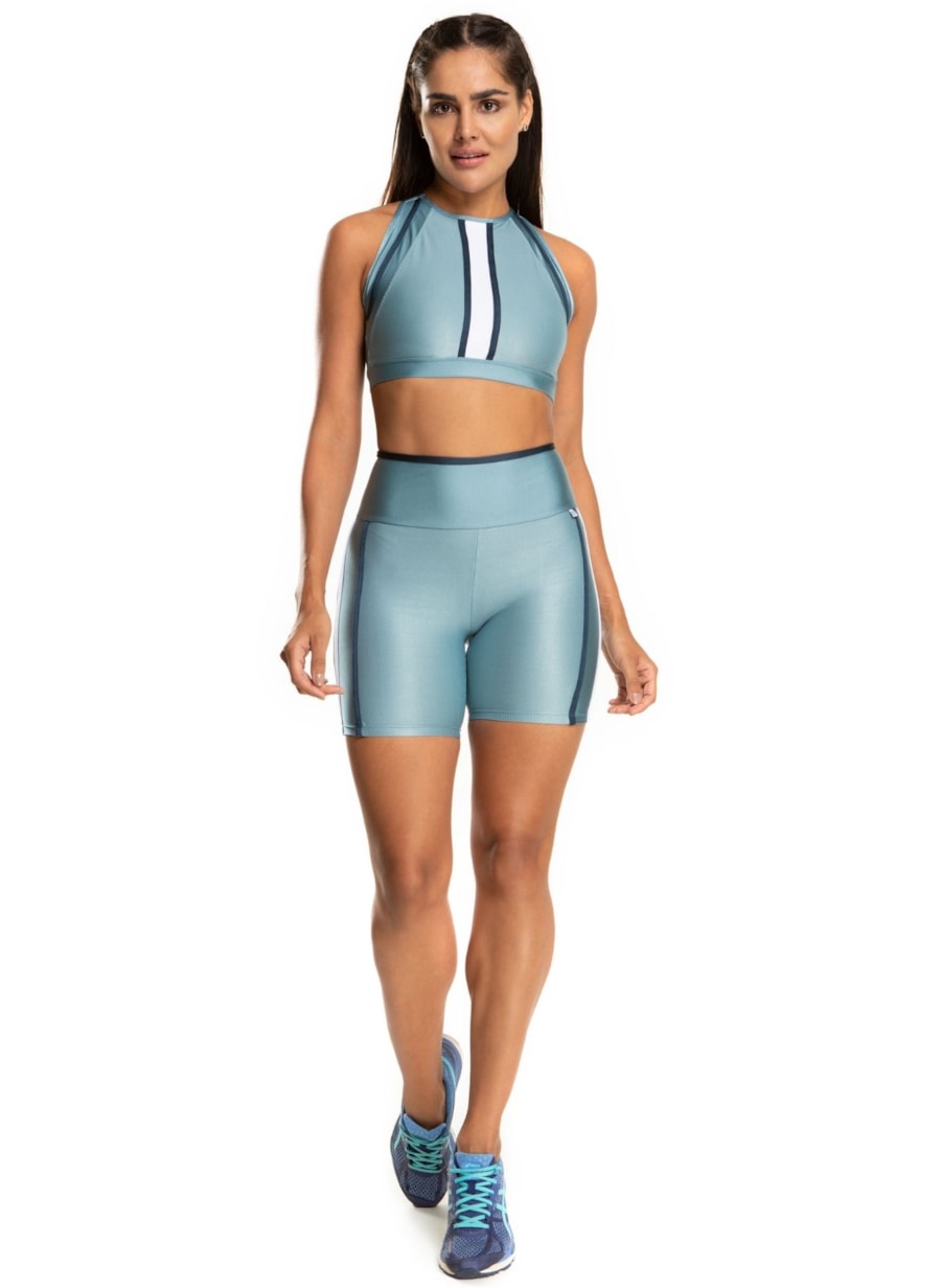 SHORT GLOSS AZUL ANTIGO