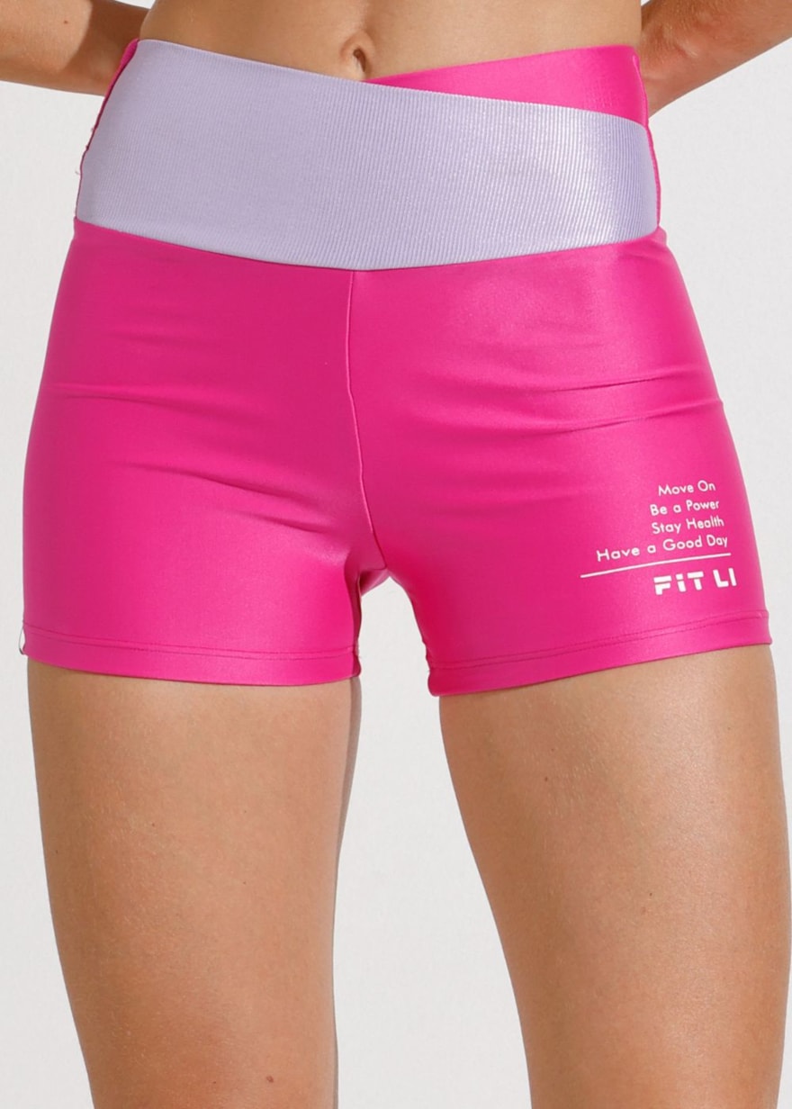 SHORT GLOW UP ROSA CHOQUE COM CÓS CRUZADO