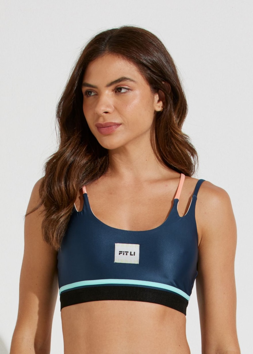 TOP ALÇAS FINAS VIVEZ AZUL COM BOJO REMOVÍVEL