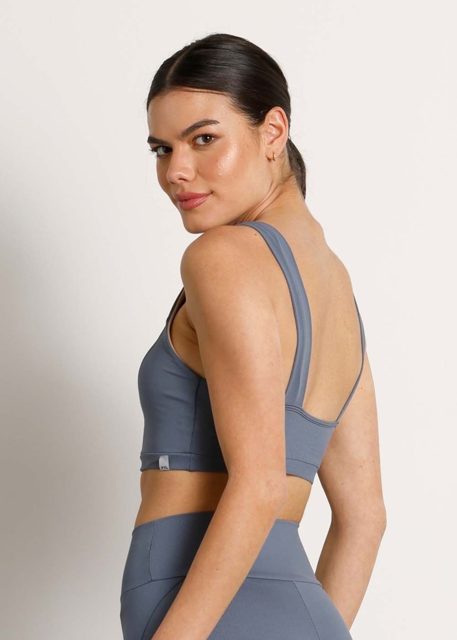 TOP CANELADO BOLSO JOG TX AZUL