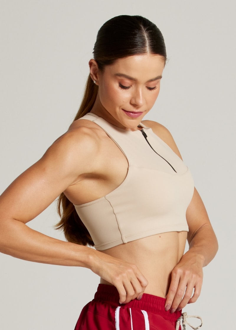 TOP COM ZÍPER SPORTY AR - AREIA