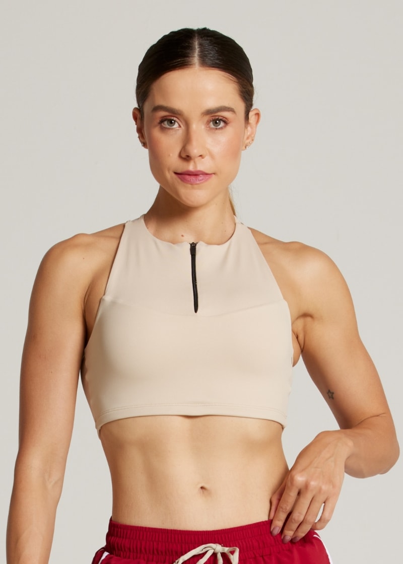 TOP COM ZÍPER SPORTY AR - AREIA