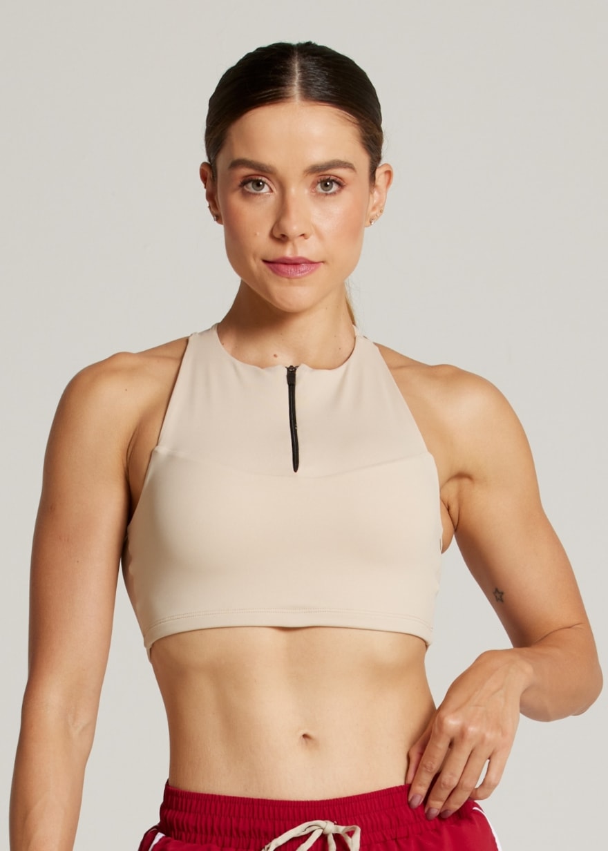 TOP COM ZÍPER SPORTY AR - AREIA TOP COM ZÍPER SPORTY AR - AREIA