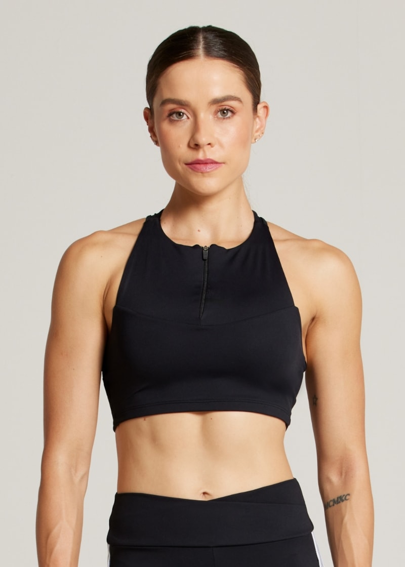 TOP COM ZÍPER SPORTY AR - PRETO