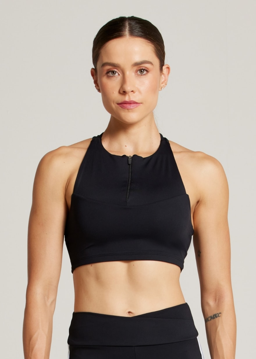 TOP COM ZÍPER SPORTY AR - PRETO