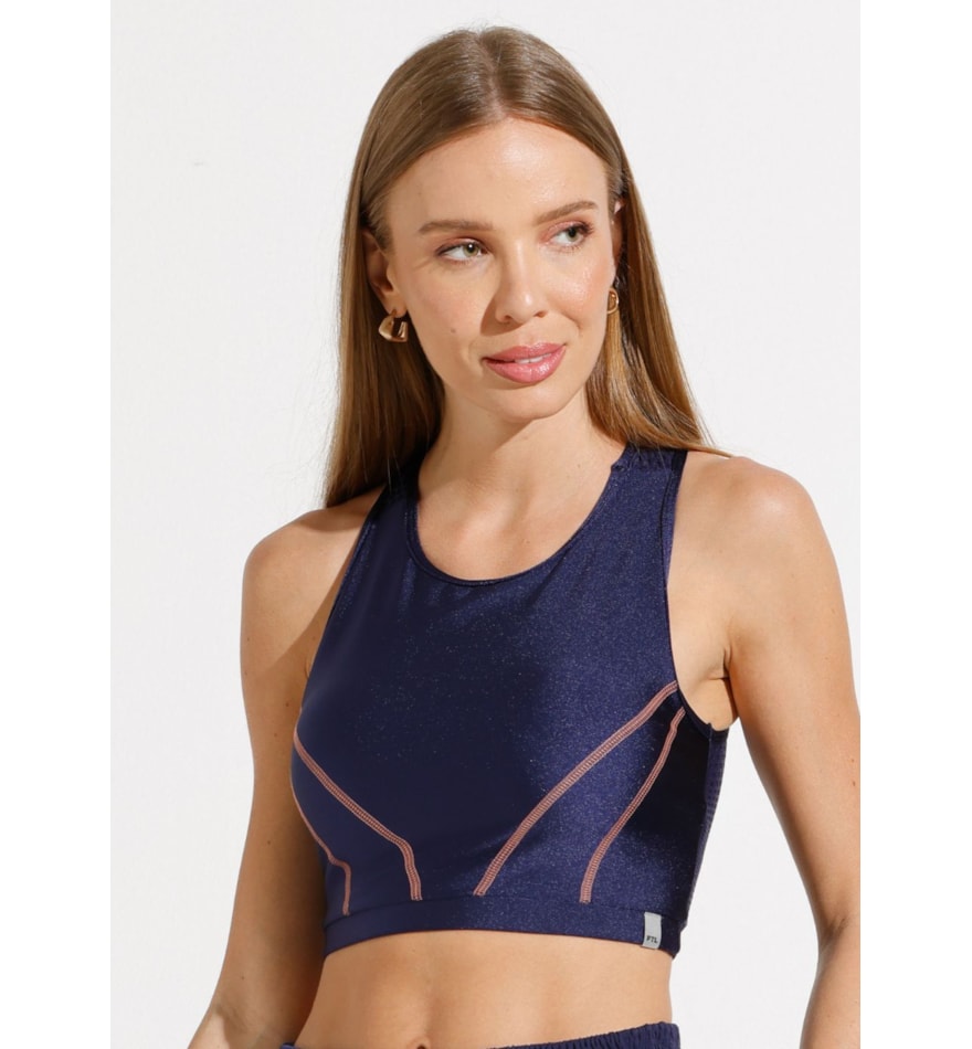 TOP CORAGEM COM TEXTURA AZUL MARINHO TOP CORAGEM COM TEXTURA AZUL MARINHO