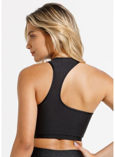 TOP CORAGEM COM TEXTURA PRETO