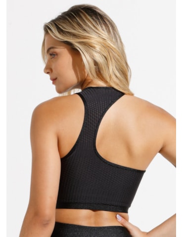 TOP CORAGEM COM TEXTURA PRETO