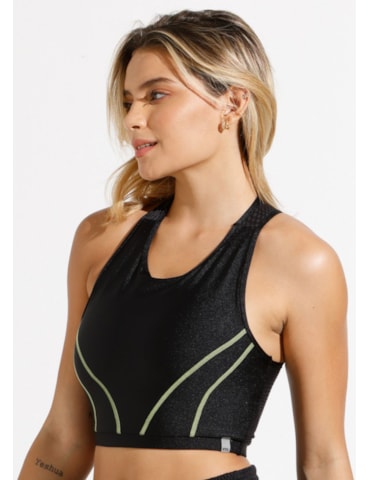 TOP CORAGEM COM TEXTURA PRETO