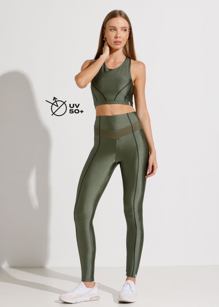 TOP CORAGEM COM TEXTURA VERDE METALICO