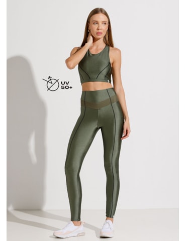 TOP CORAGEM COM TEXTURA VERDE METALICO