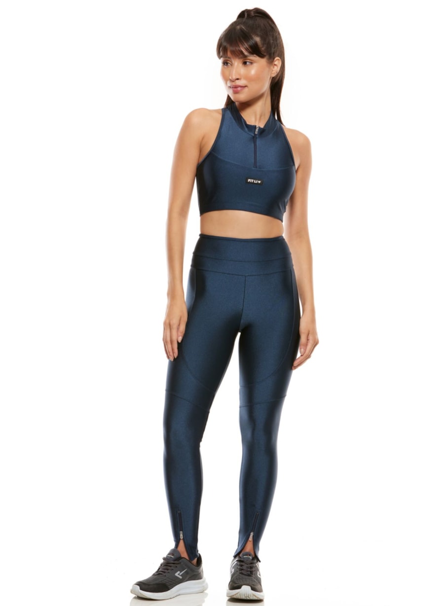 TOP CROPPED COM ZÍPER MARINHO SHARK