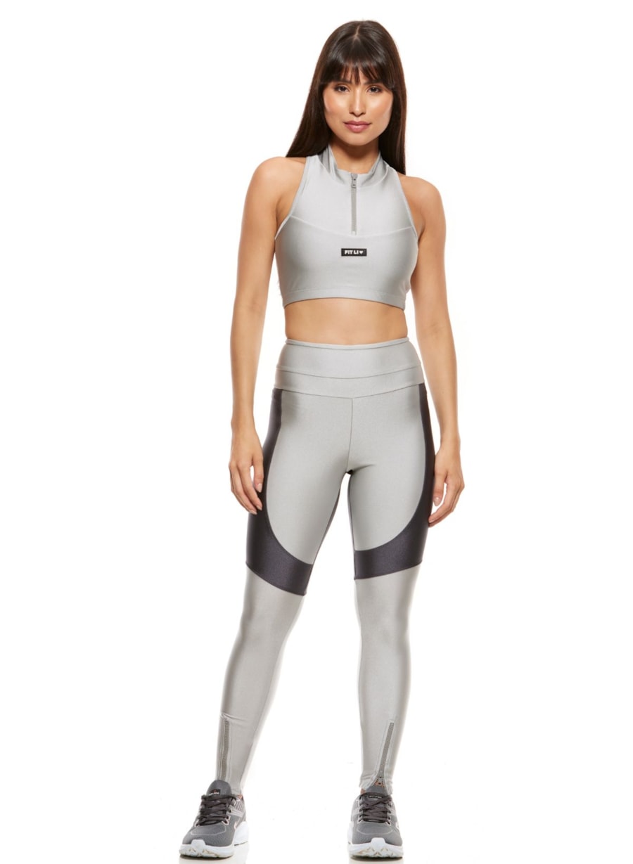 TOP CROPPED COM ZÍPER PRATA