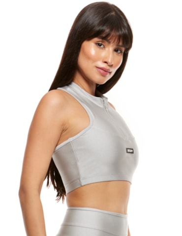 TOP CROPPED COM ZÍPER PRATA
