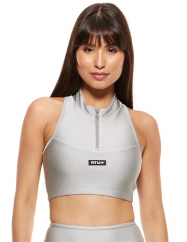 TOP CROPPED COM ZÍPER PRATA
