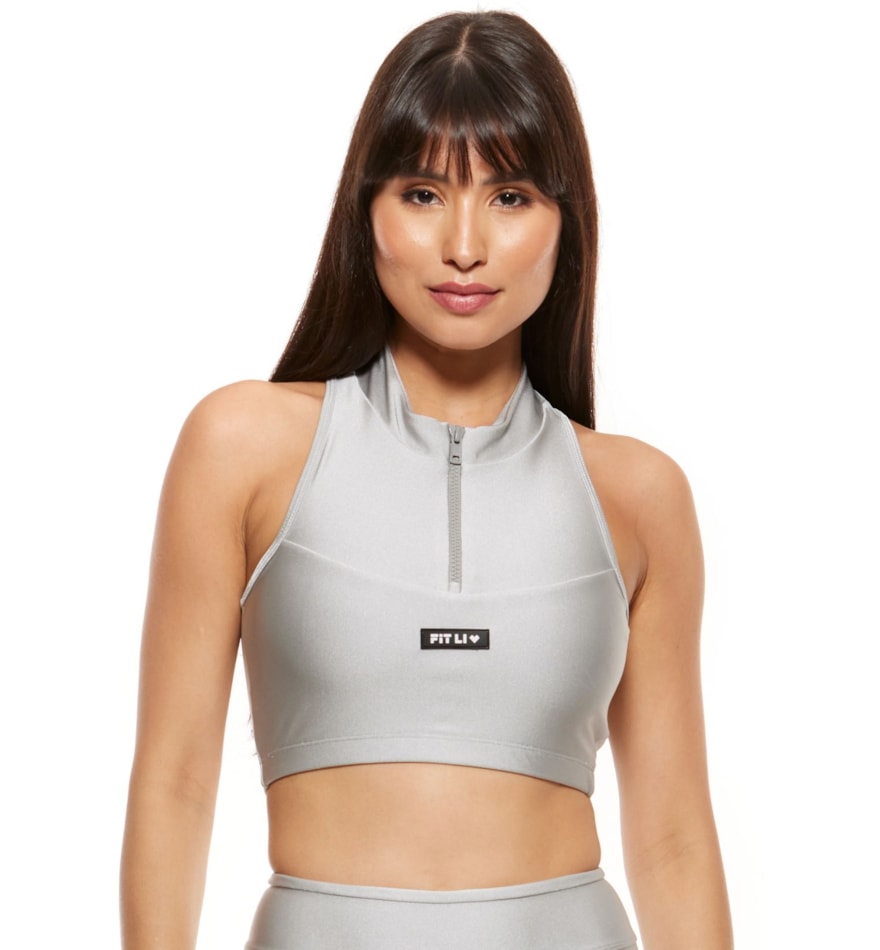 TOP CROPPED COM ZÍPER PRATA TOP CROPPED COM ZÍPER PRATA