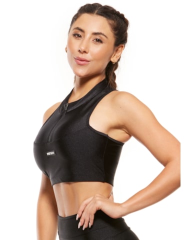 TOP CROPPED COM ZÍPER PRETO