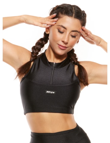 TOP CROPPED COM ZÍPER PRETO
