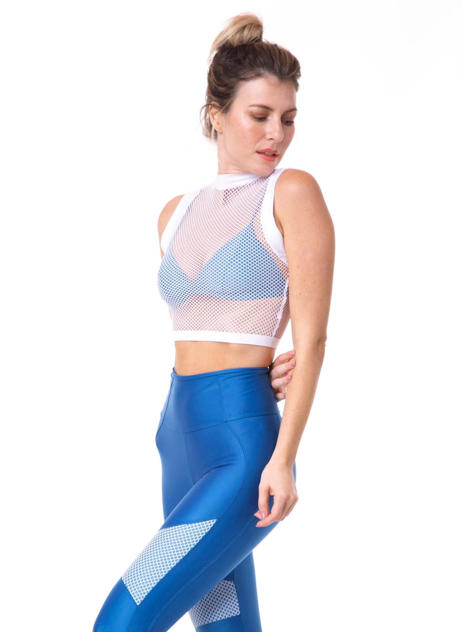 TOP CROPPED WALK BRANCO/AZUL MÉDIO