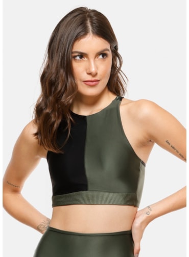 TOP CURVES PRETO / VERDE MILITAR