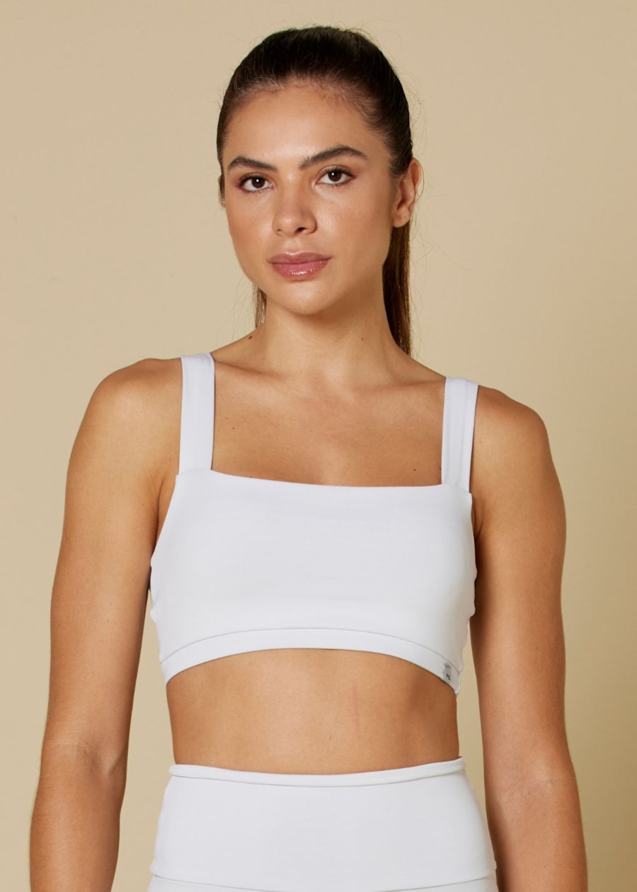 TOP DECOTE RETO ALWAYS BLACKOUT BRANCO COM BOJO REMOVÍVEL