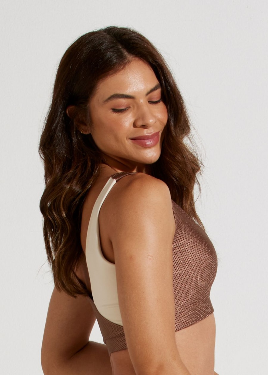 TOP DECOTE V BIARRITZ MARROM COM BOJO REMOVÍVEL