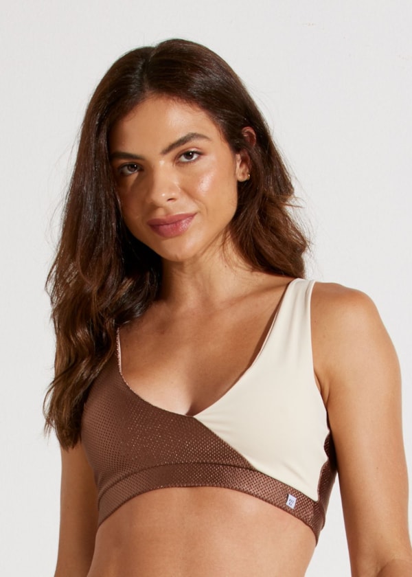 TOP DECOTE V BIARRITZ MARROM COM BOJO REMOVÍVEL