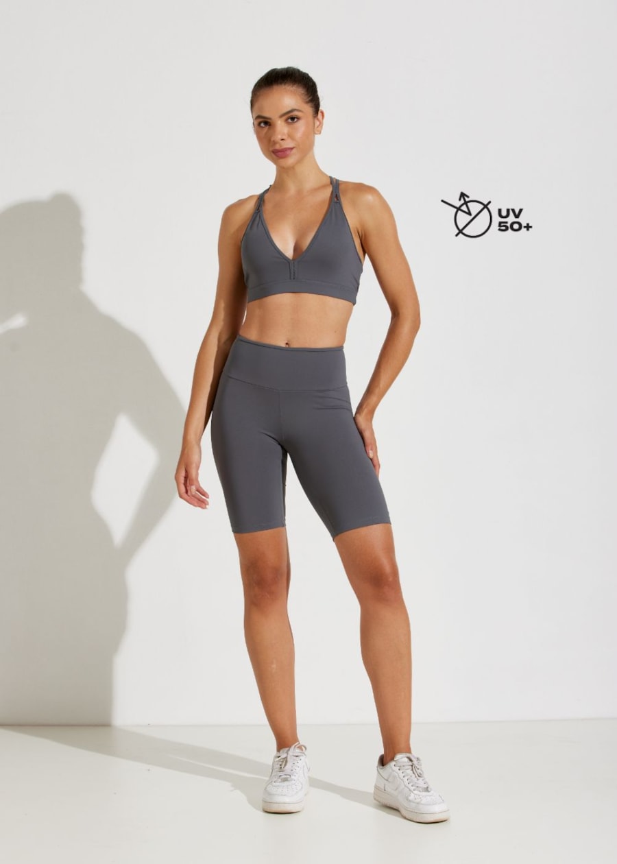 TOP DECOTE V BORDADO CINZA GRAFITE