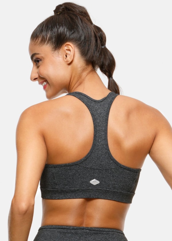 TOP DECOTE V BORDADO CINZA MESCLA ESCURO