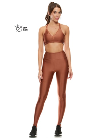 TOP DECOTE V BORDADO TRILOBAL MARROM BRONZE TOP DECOTE V BORDADO TRILOBAL MARROM BRONZE