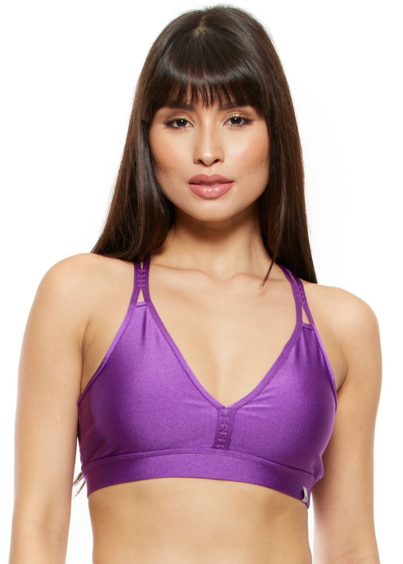 TOP DECOTE V BORDADO TRILOBAL ROXO ORQUÍDEA